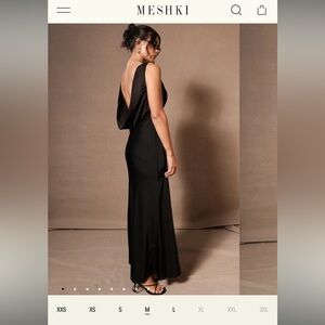 Nadia Maxi Satin Dress With Back Cowl - Black